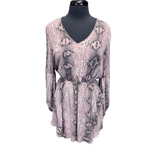 Caramela Dusty Lavender Snakeskin Print Long Sleeve Mini Dress Size Large
